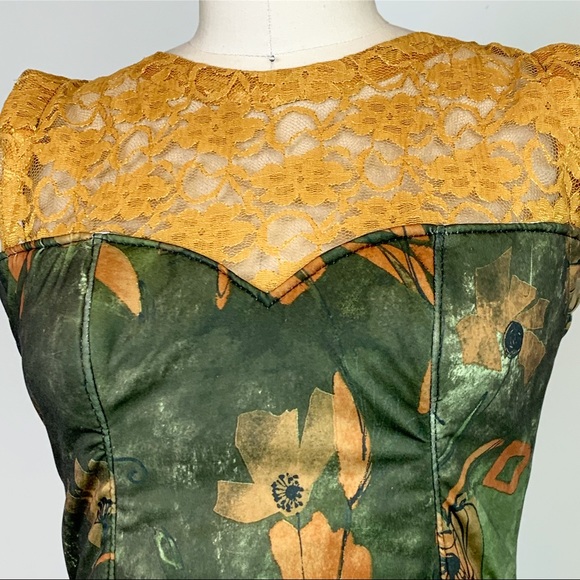 Handmade Green and Gold Dress. - Picture 2 of 5